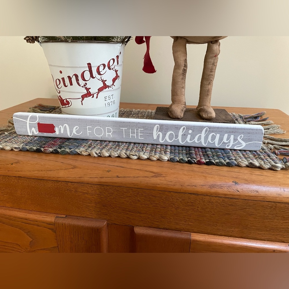 PA State Christmas decor - Small shelf sitter sign - Home for the holidays